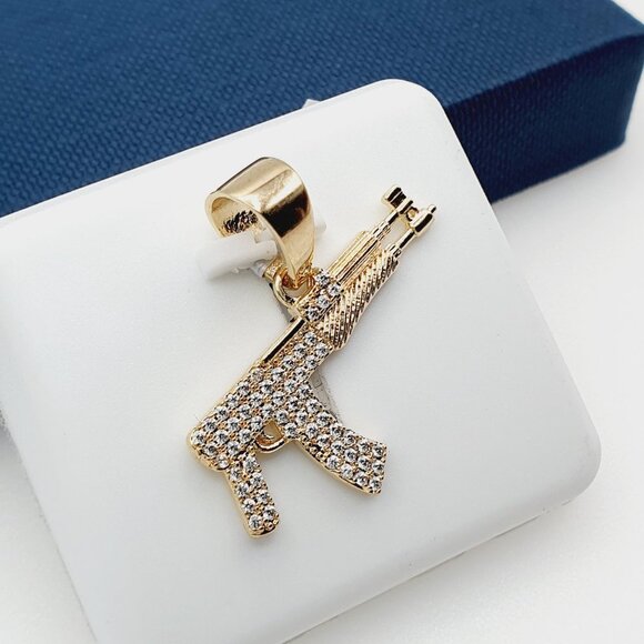 "14K Gold Plated Cubic Zircon Pendant, INUS1BR071 - Picture 3 of 10